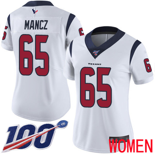 Houston Texans Limited White Women Greg Mancz Road Jersey NFL Football 65 100th Season Vapor Untouchable